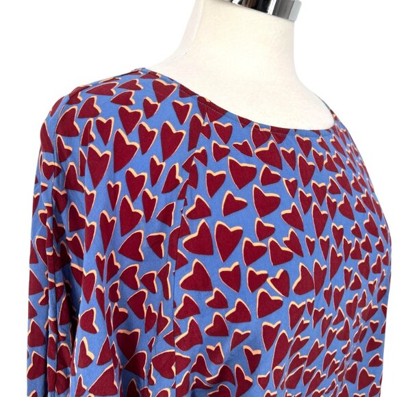 Maeve Anthropologie Blue Hearts Silk Blouse Kimono Style Size Small - Picture 7 of 14